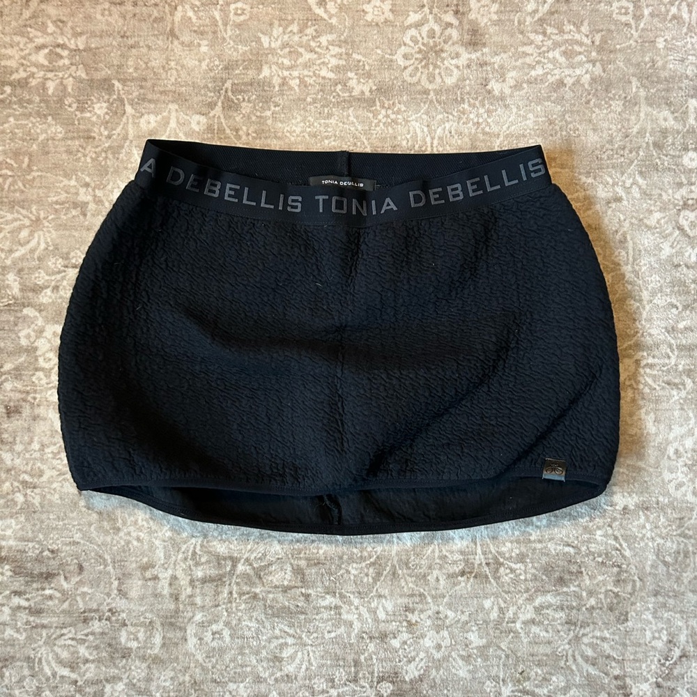 Tonia Debellis Quilted Black Textured Women's Snow Skirt Large